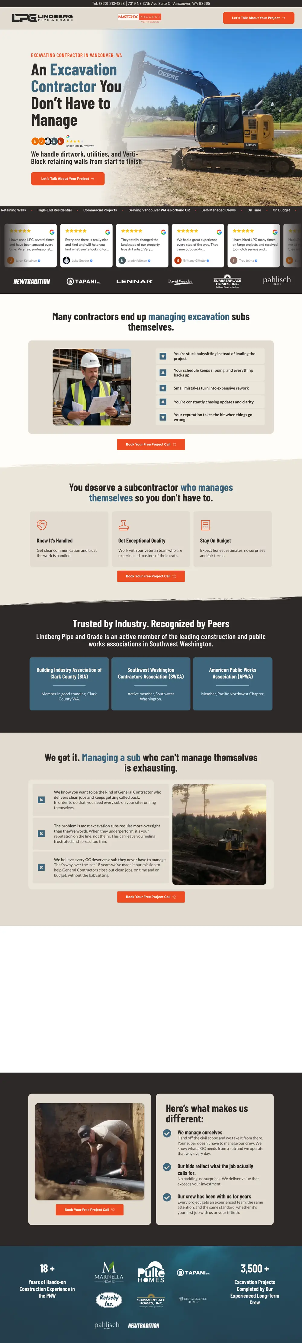 Lindberg Pipe and Grade — website built by Monsieur Click Website of Lindberg Pipe and Grade (Excavation and utilities, Vancouver, WA) built by Monsieur Click, home page